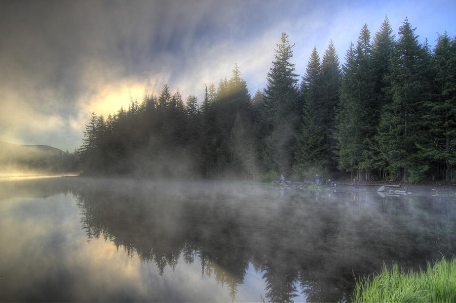Sunrise Photograph - Sunrise at Trillium Lake by David Gn Sunrise Photograph - Sunrise at Trillium Lake by David Gn