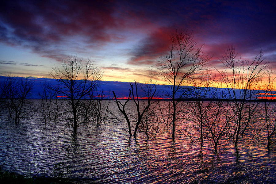 Sunrise on Devils Lake #1 Photograph by Larry Trupp