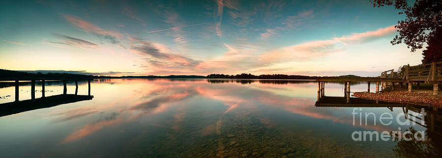 Nature Photograph - Sunrise over lake Varese Italy #1 by Matteo Colombo