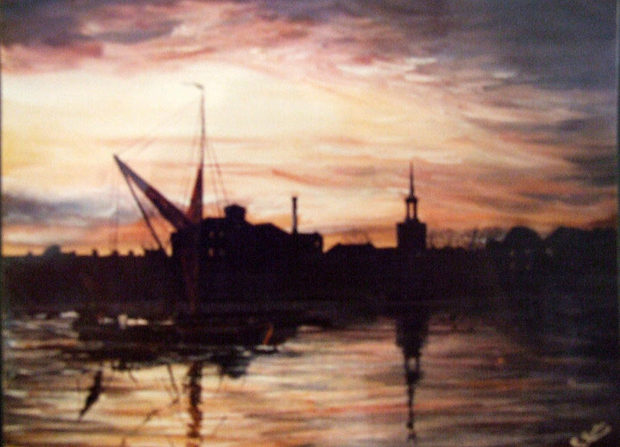 Sunrise over St Marys Church Rotherhithe London #2 Painting by Mackenzie Moulton