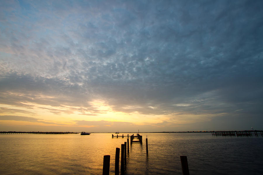 Sunset Photograph - Sunset At A Weathered Pier At Port Charlotte Harbor Near Punta  #1 by Fizzy Image