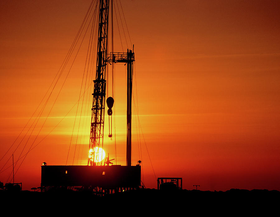 Sunset At An Onshore Gas Drilling Rig #1 Photograph by Chris Knapton/science Photo Library
