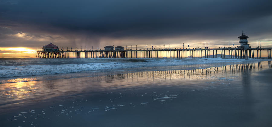 Approaching Storm Huntington Beach Pier Photograph by Cliff Wassmann