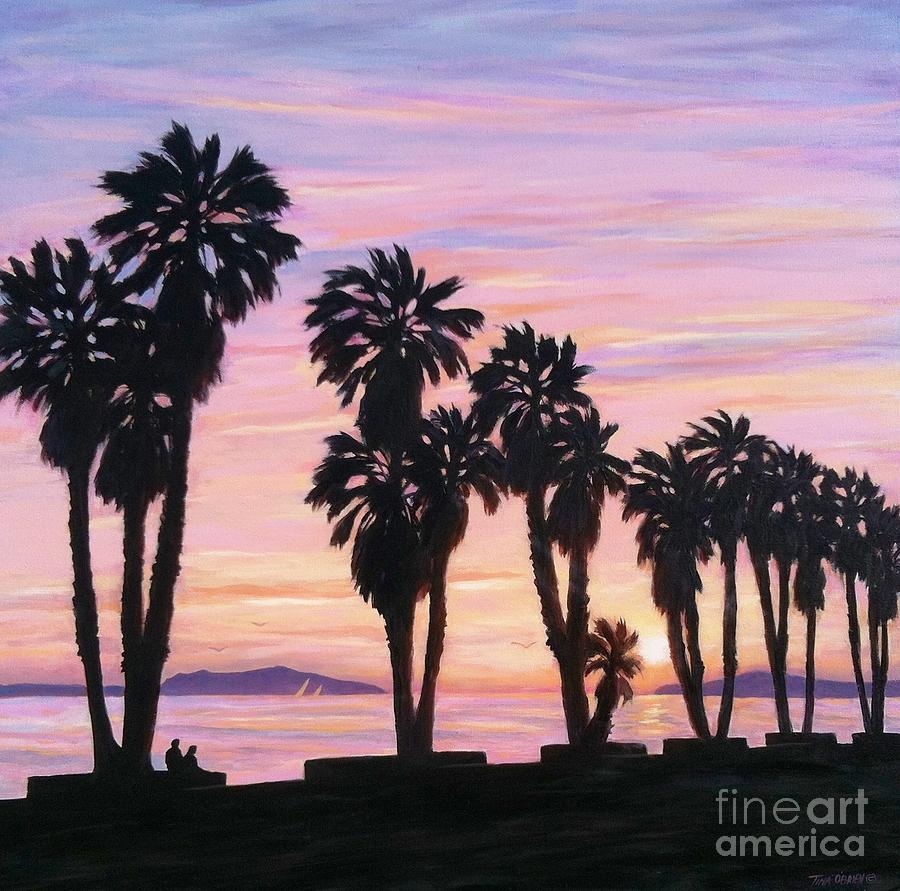 Sunset Painting - Sunset at Surfers Point #2 by Tina Obrien