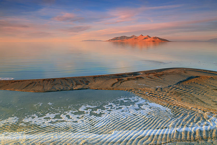 Fall Photograph - Sunset at the Great Salt Lake. #1 by Wasatch Light
