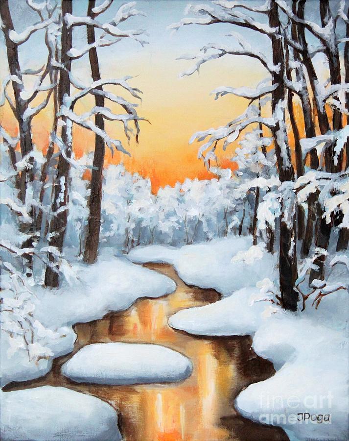 Sunset Creek #1 Painting by Inese Poga