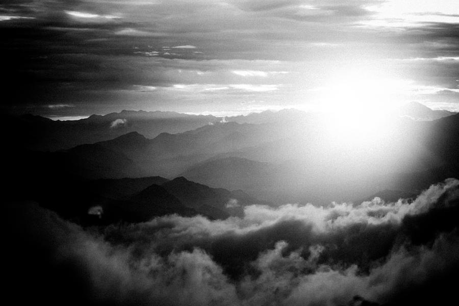 Sunset Himalayas Mountain Nepal silhouette #1 Photograph by Raimond Klavins