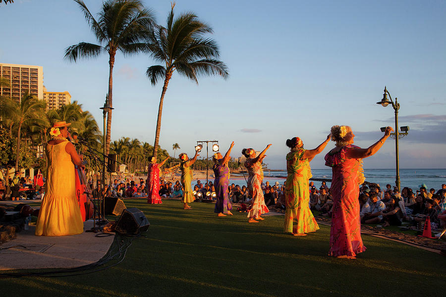Sunset Hula Show, Waikiki, Honolulu Photograph by Douglas Peebles