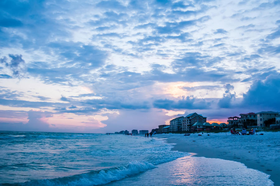 Sunset On Florida Beach With White Sand And Blue Sky #1 Photograph by Alex Grichenko