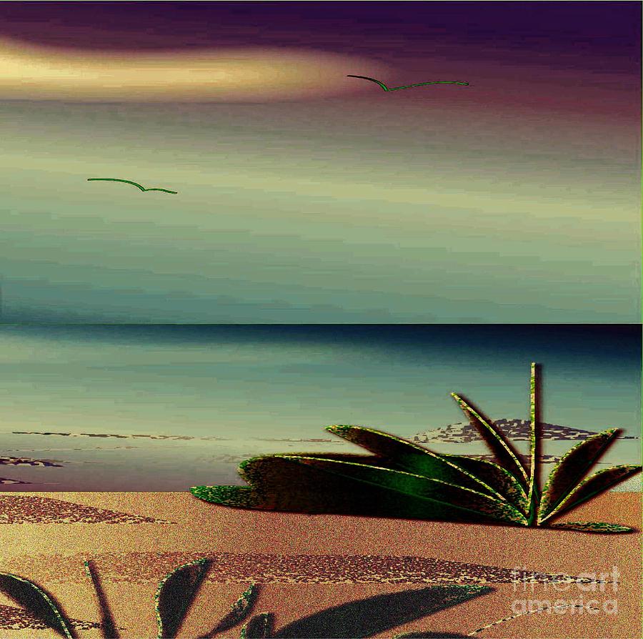 Sunset on the Beach Digital Art by Iris Gelbart