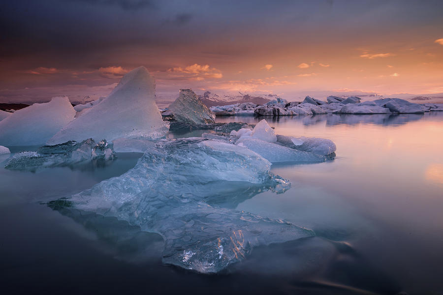 Sunset Over Glacier Bay In Iceland Photograph By Keith Ladzinski