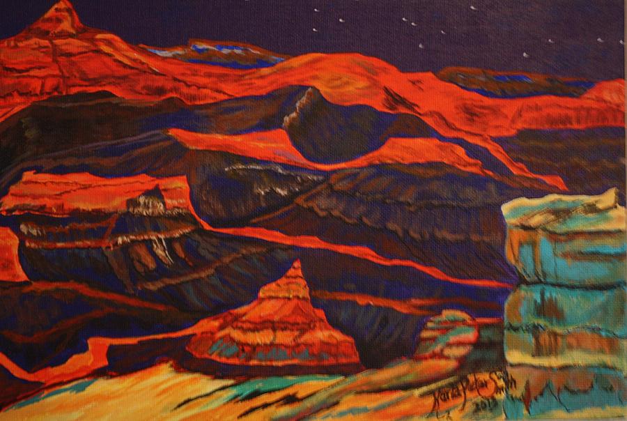 Grand Canyon National Park Painting - Sunset over Grand Canyon #1 by Karla PetersonSmith