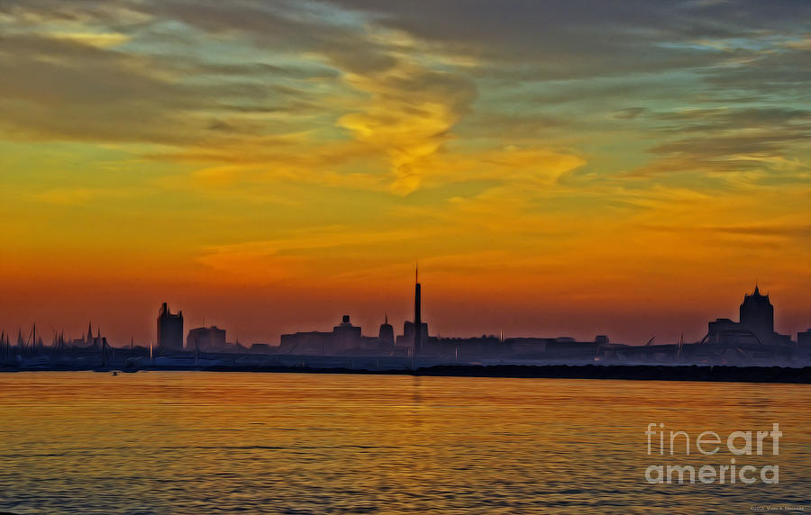 Sunset Photograph - Sunset over Milwaukee #1 by Mary Machare