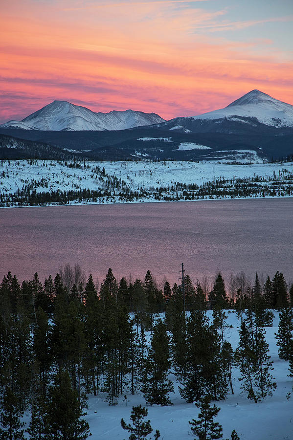 Winter Photograph - Sunset Over The Dillon Reservoir #1 by Jim West