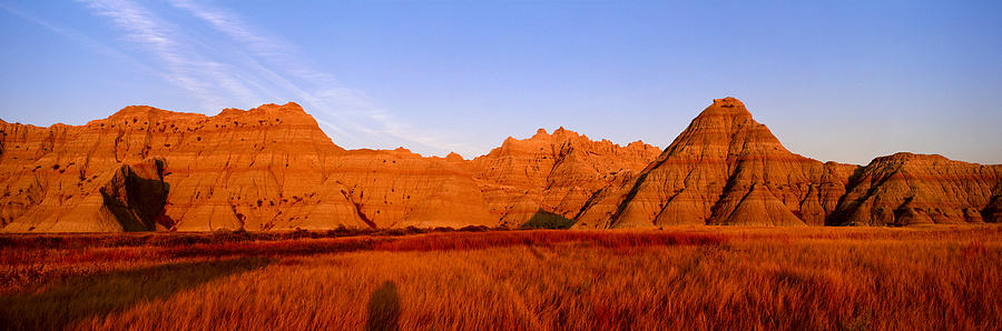 Badlands National Park Photograph - Sunset Panoramic View Of Mountains #1 by Panoramic Images