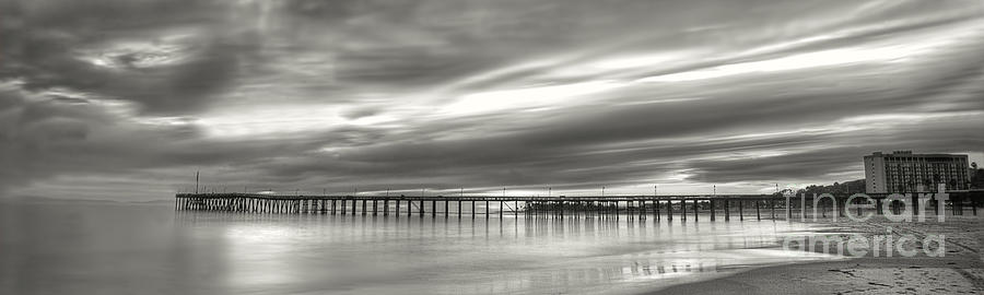 Sunset pier black and white Photograph by Dan Friend