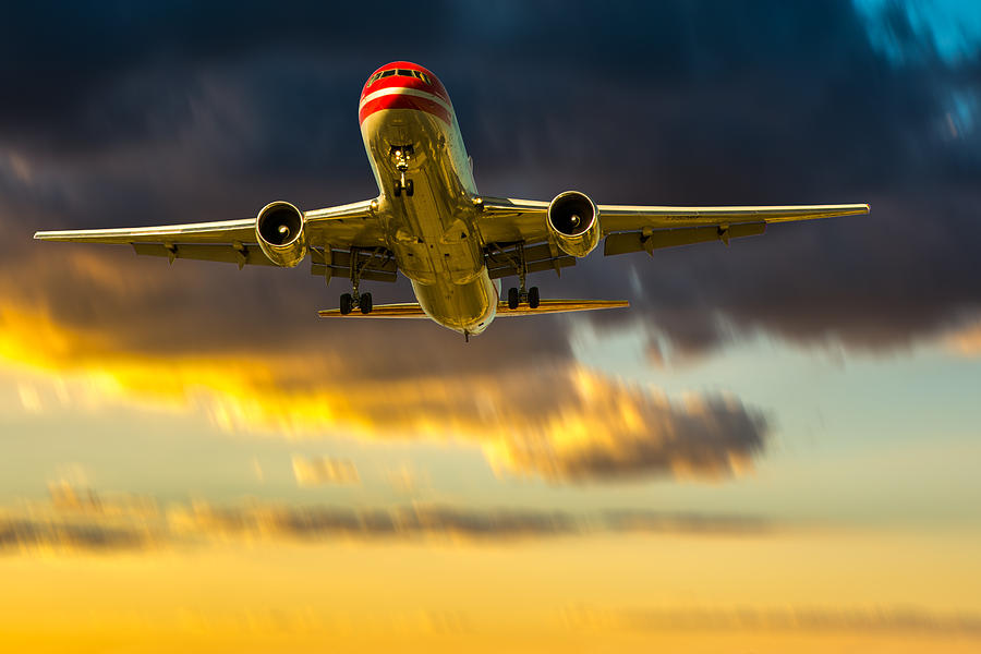 Sunset Photograph - Sunset Plane #1 by Manuel Lopez
