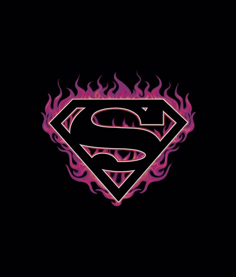 Man Of Steel Digital Art - Superman - Fuchsia Flames #1 by Brand A