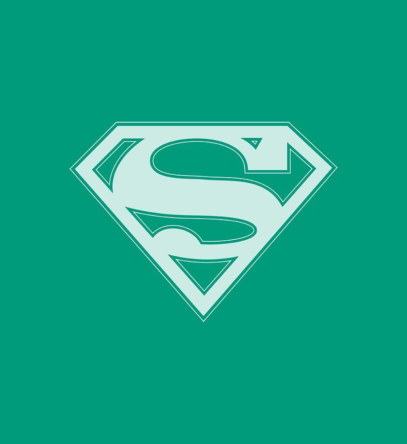 Man Of Steel Digital Art - Superman - Green And White Shield #1 by Brand A