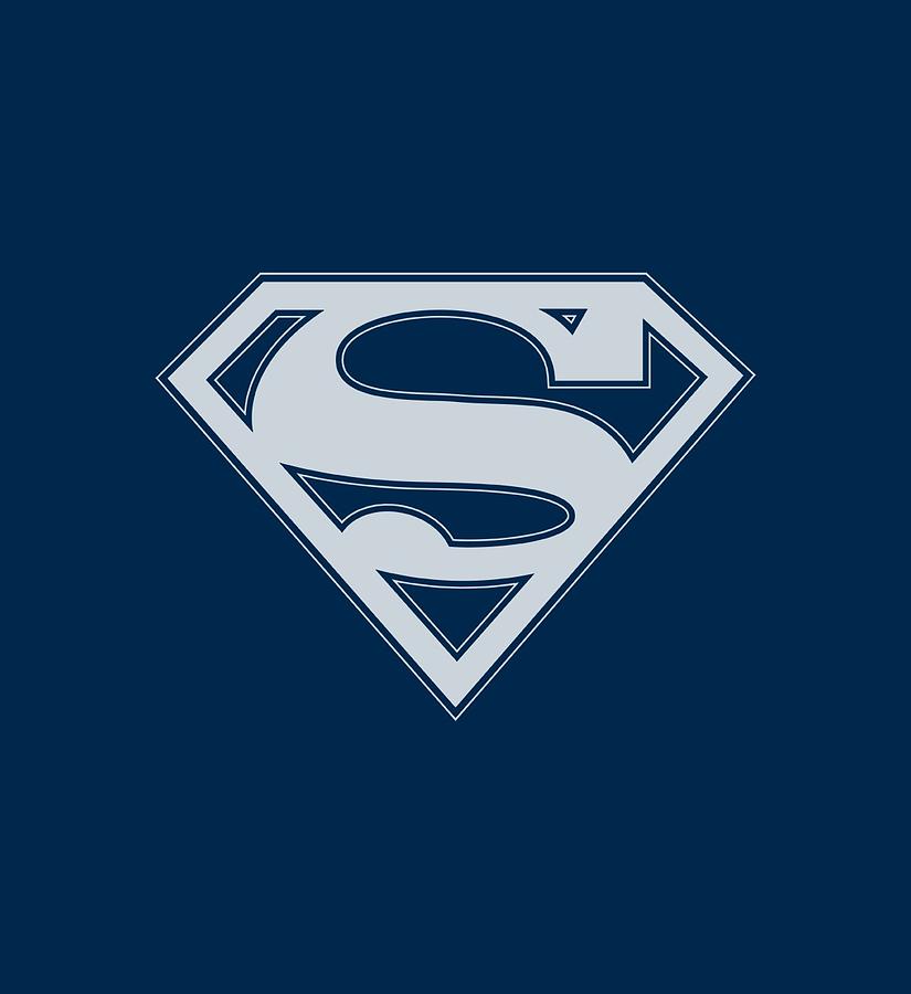Superman Digital Art - Superman - Navy And White Shield by Brand A