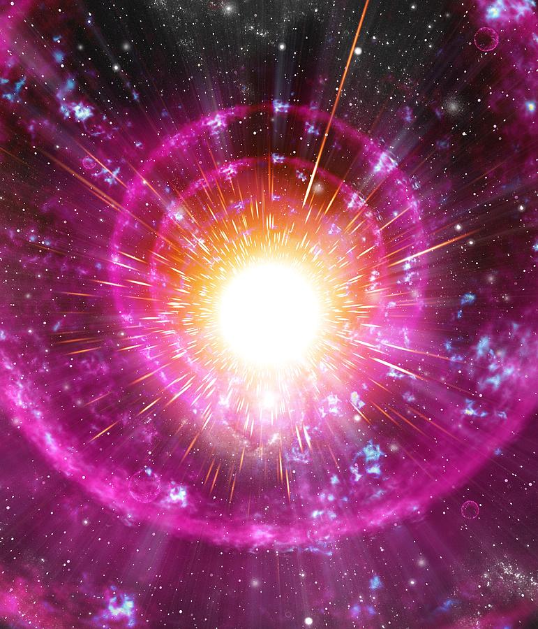 Supernova explosion #1 Drawing by Science Photo Library - MEHAU KULYK.
