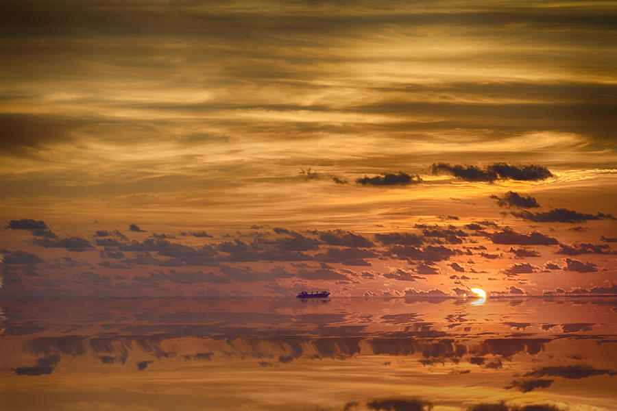 Supertanker Sunset V6 #1 Photograph by Douglas Barnard