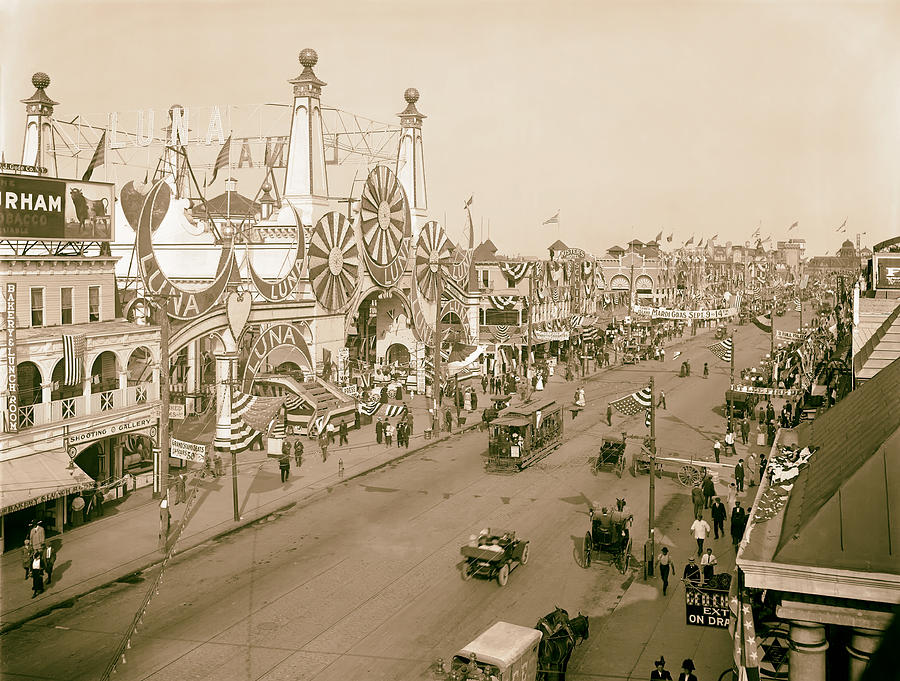 Surf Avenue and Luna Park - Coney Island 1912 Photograph by Mountain ...