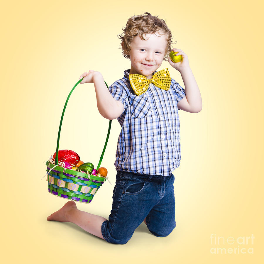 Sweet little child holding easter egg basket Photograph by Jorgo Photography