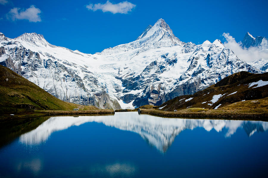 Swiss Alps - Schreckhorn Reflection  #1 Photograph by Anthony Doudt