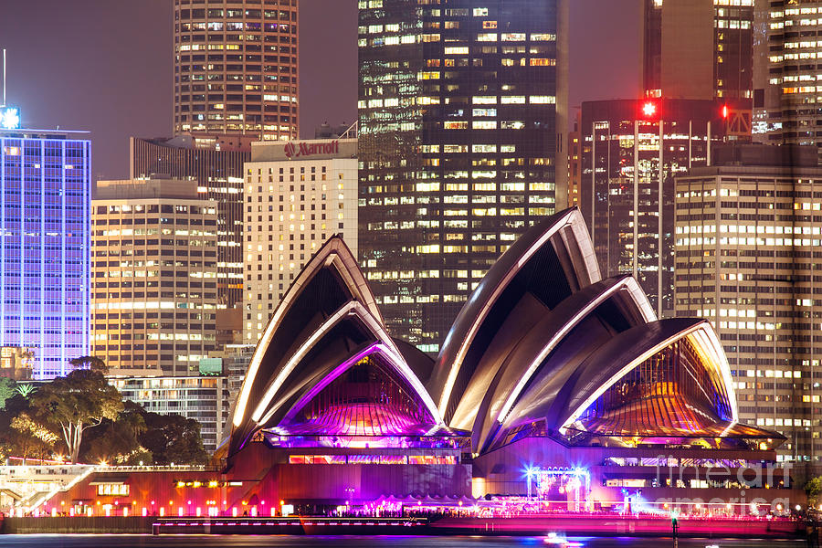 Architecture Photograph - Sydney skyline at night with Opera House - Australia #1 by Matteo Colombo