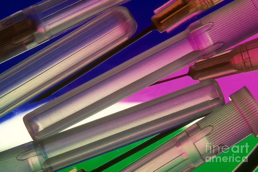 Chemistry Photograph - Syringe Needles #2 by Charlotte Raymond