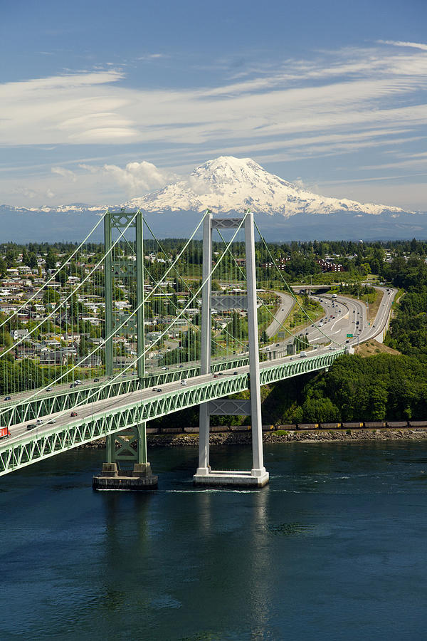 Tacoma Photograph - Tacoma Narrows Bridge, Tacoma #1 by Andrew Buchanan/SLP