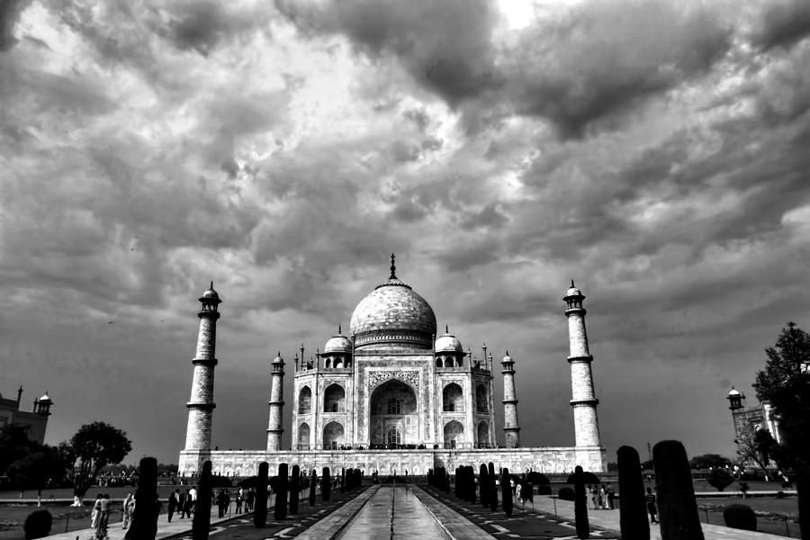 Taj Mahal India In Black And White #1 Photograph by Amanda Stadther
