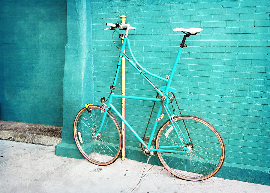 Tall Bike on Aqua Blue Green Photograph by Brooke T Ryan