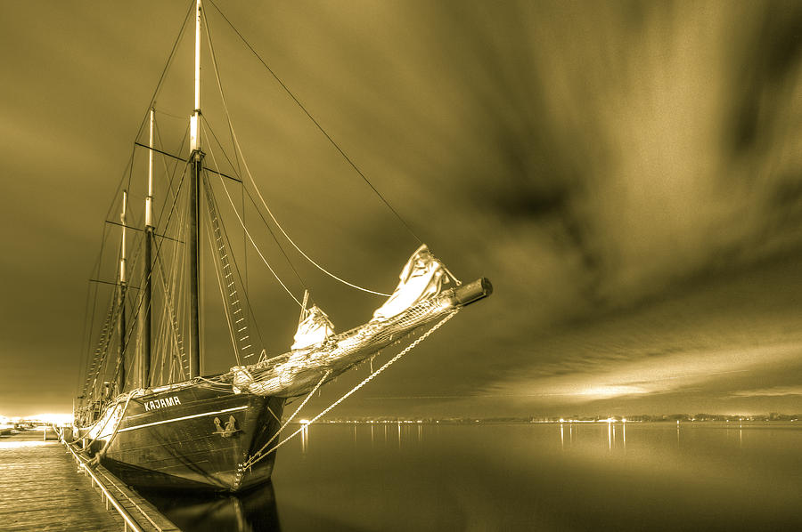 Barc Photograph - Tall ship in the lights of Toronto #1 by Nick Mares