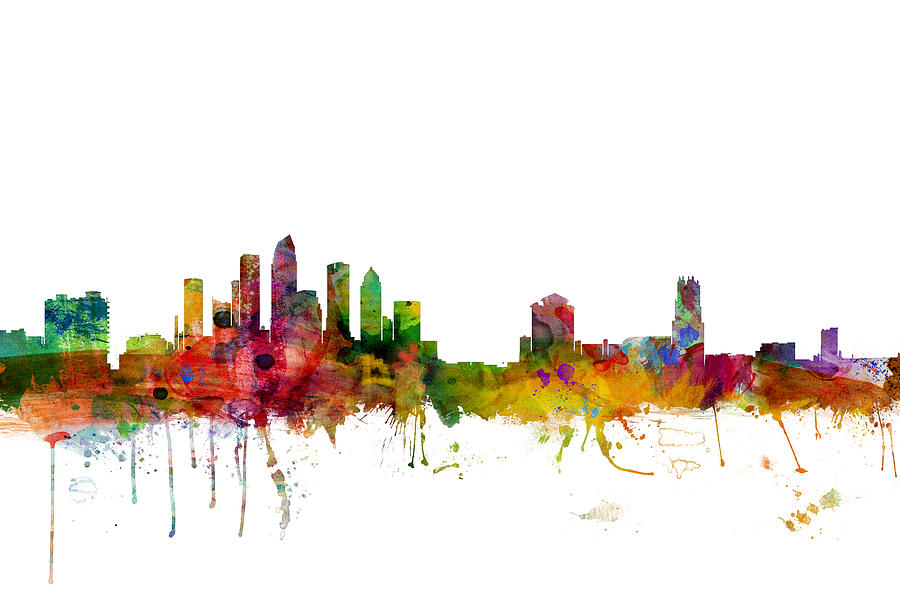 Tampa Digital Art - Tampa Florida Skyline #3 by Michael Tompsett