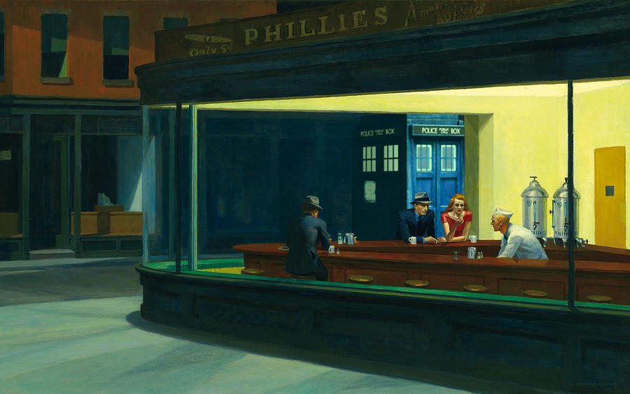 TARDIS v. Edward Hopper Painting by GP Abrajano