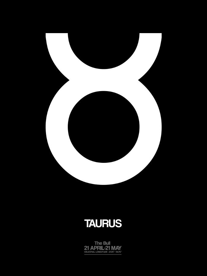 Taurus Digital Art - Taurus Zodiac Sign White #1 by Naxart Studio