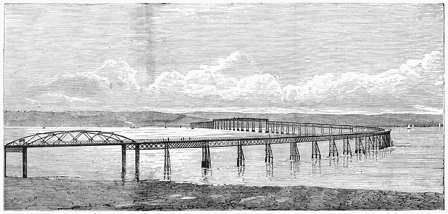 Tay Rail Bridge, 1879 #1 Painting by Granger