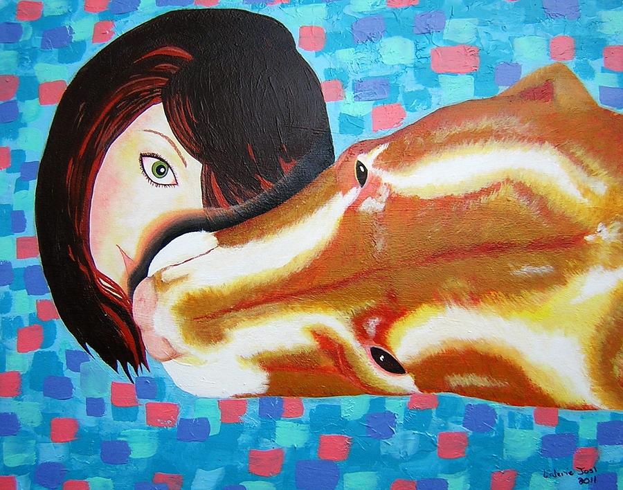 Girl Painting - Taylor and Coco by Valerie Josi Girl Painting - Taylor and Coco by Valerie Josi