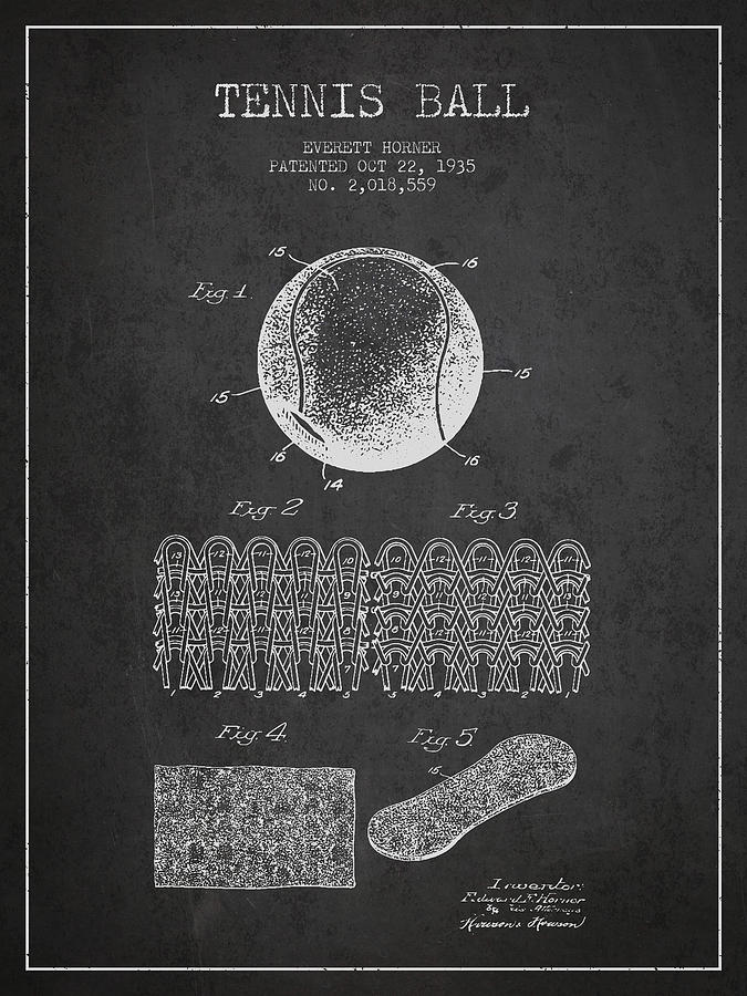 Tennnis Ball Patent Drawing From 1935 Digital Art
