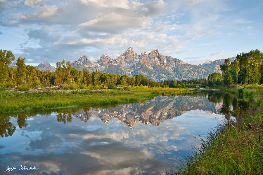 Teton Range Reflected in the Snake River #2 Photograph by Jeff Goulden