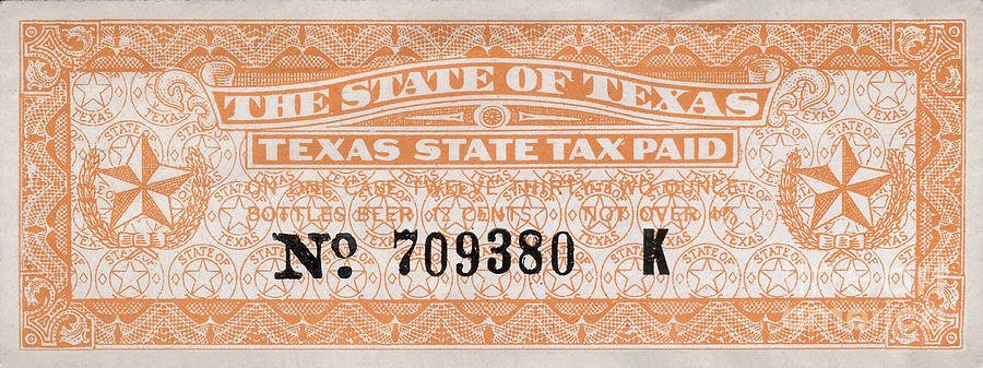Texas beer Tax Stamp #1 Photograph by Jon Neidert