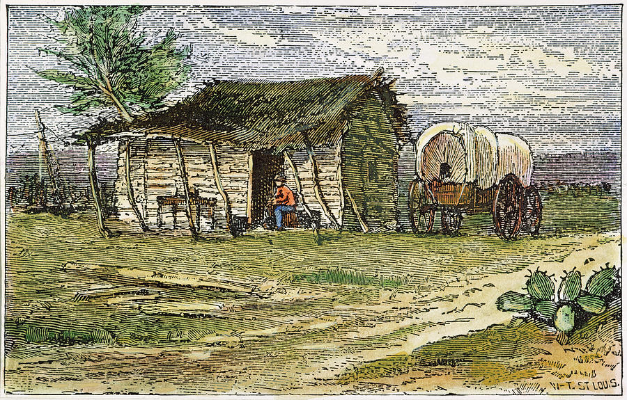 Texas Ranchers Cabin 1875 #1 Painting by Granger