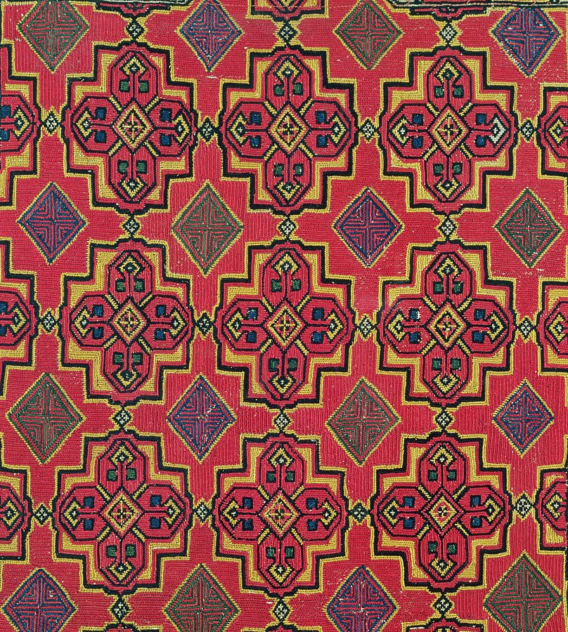 Textile with geometric pattern Painting by Moroccan School