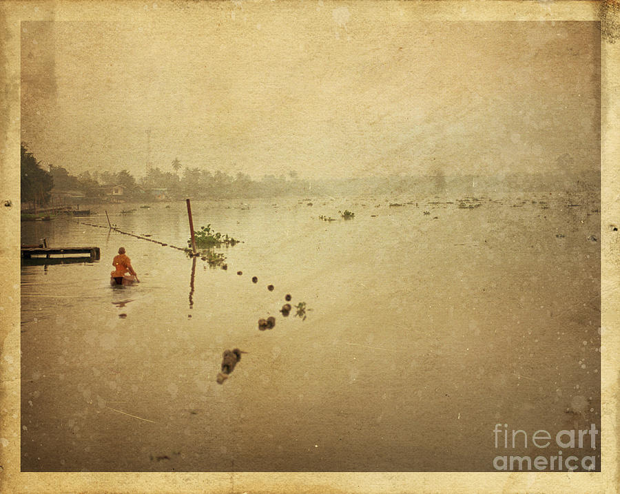 Vintage Photograph - Thai river life #1 by Setsiri Silapasuwanchai