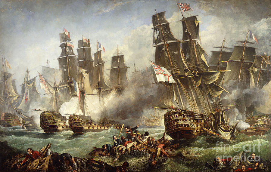 Battle Of Trafalgar Painting - The Battle of Trafalgar by English School