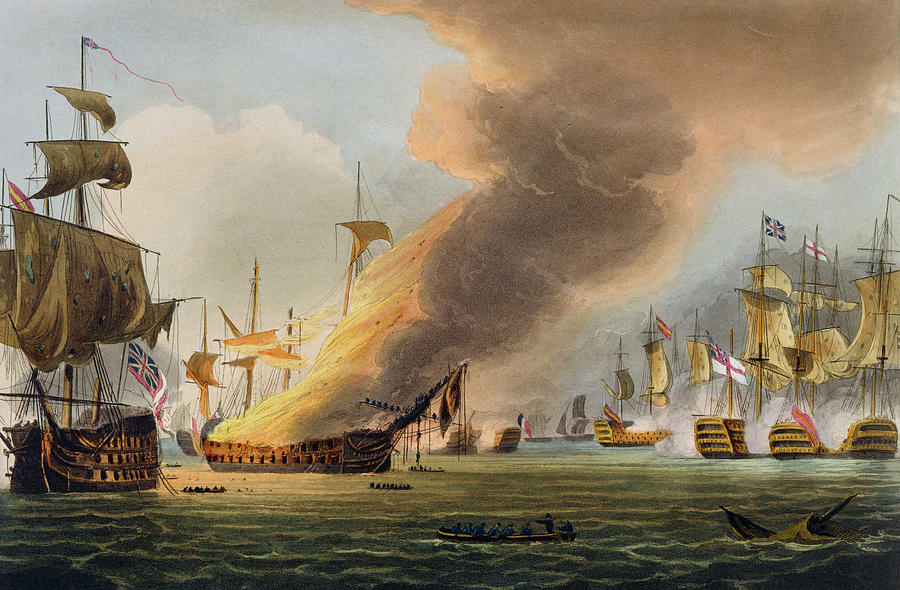 Thomas Whitcombe Painting - The Battle of Trafalgar by Thomas Whitcombe
