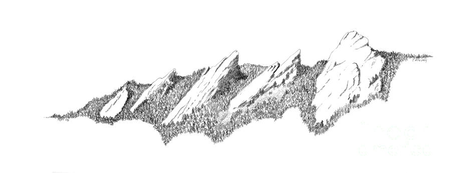Mountain Drawing - The Boulder Flatirons #3 by Jerry McElroy