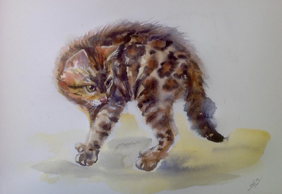 The cat #1 Painting by Katerina Kovatcheva